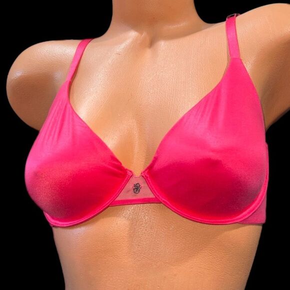 Victoria’s Secret Fabulous Supersoft Satiny unlined semi demi bra Coral - Picture 1 of 5